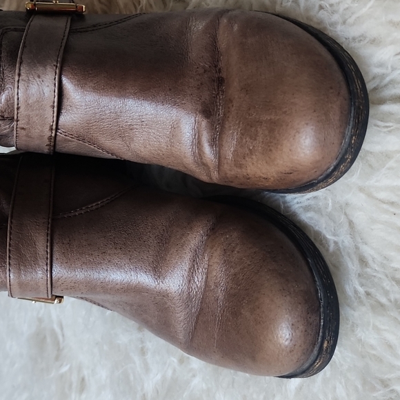 NEW! STEVE MADDEN Engage Leather Moto Booties Weathered Brown Boots - Picture 10 of 15